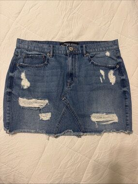Express Distressed Denim Mini Skirt - Blue